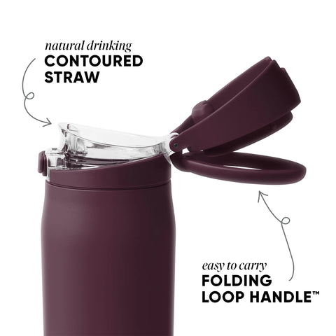 Simple Modern Mesa Loop Water Bottle with Straw | 30oz Cup Holder Friendly Insulated Stainless Steel Bottles for Travel, Sports and School | Cherry Wine